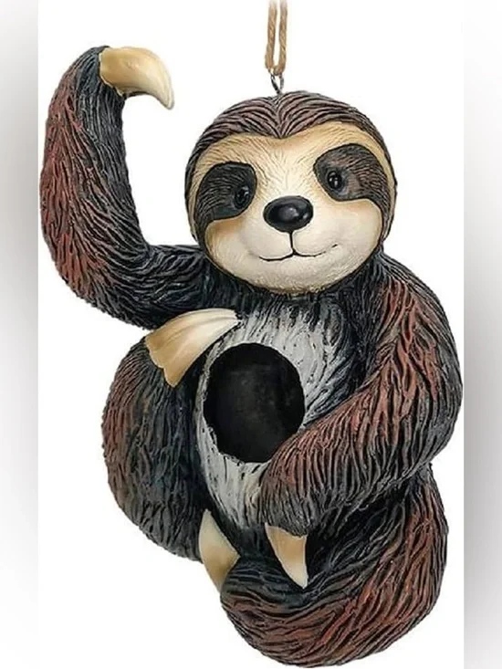 Sloth Hanging Birdhouse - Brown Decorative Outdoor Nest - Picture 3 of 3